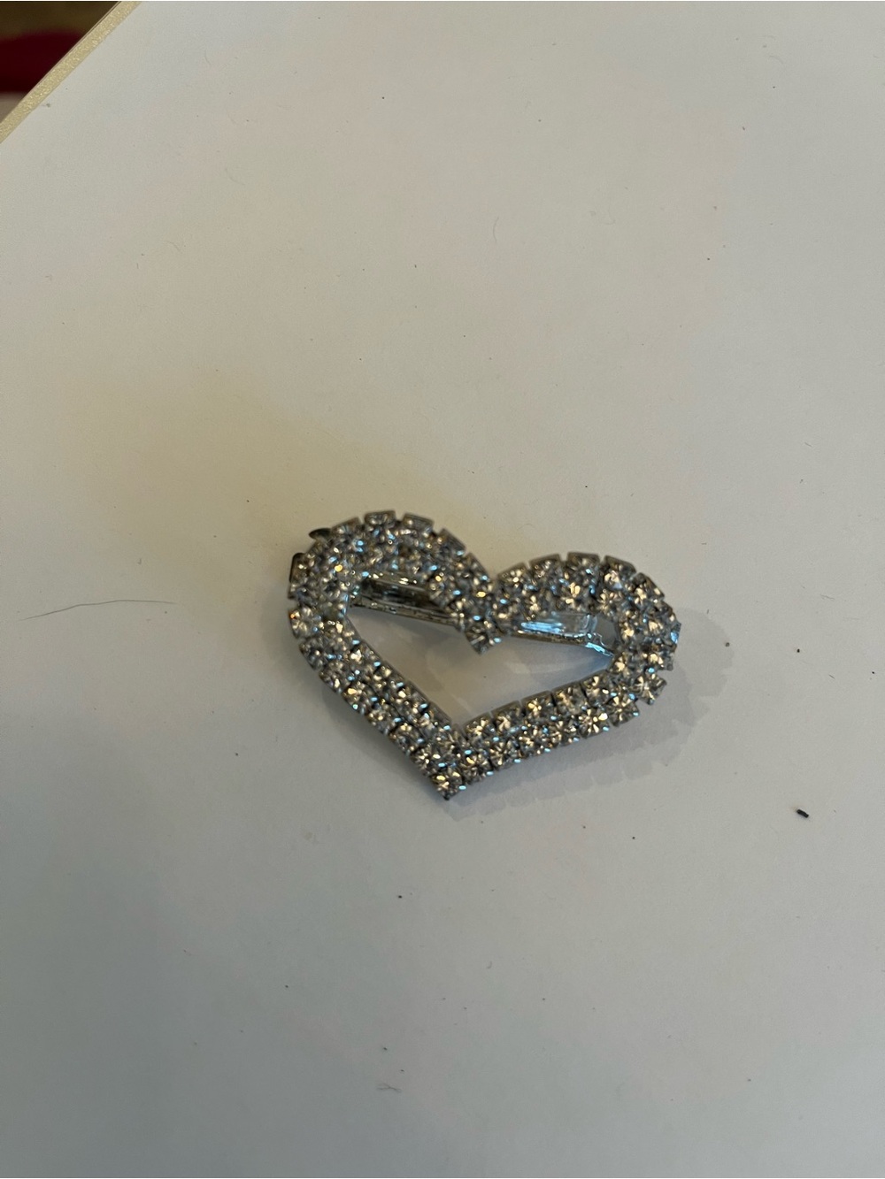 Clear rhinestone heart pin